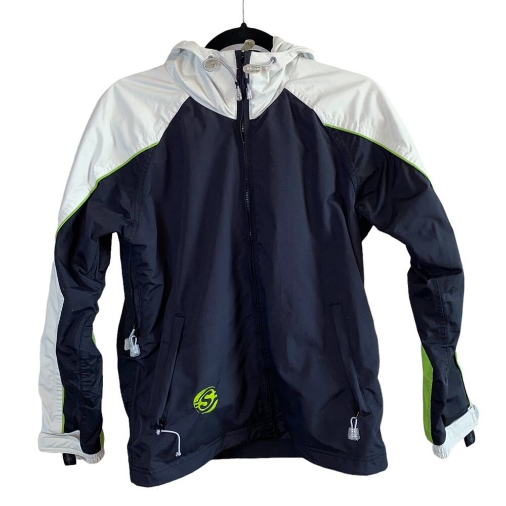 SIMS Snowboard RIB 10K Zone 2 XS Hooded Ski Snow Winter Coat‎ Black White Green